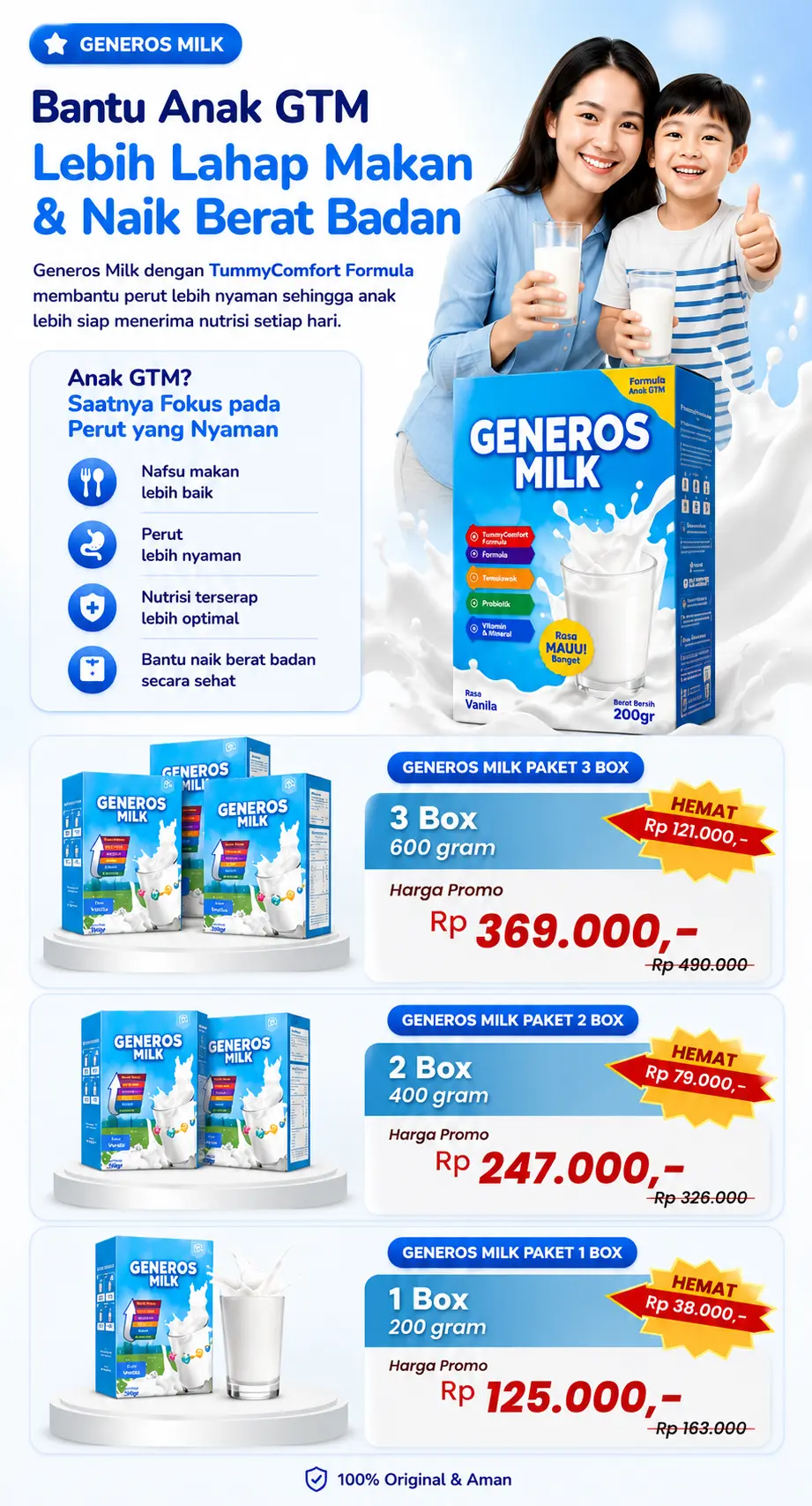 Harga promo Generos Milk paket 1, 2, 3 box